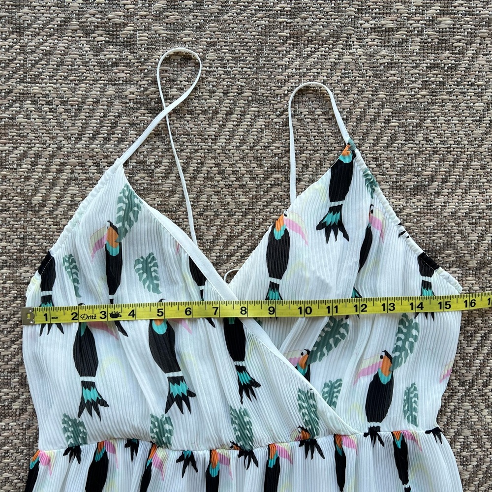 & Other Stories White Toucan Tropical Frill Tiered Maxi Dress Womens‎ - Picture 7 of 11